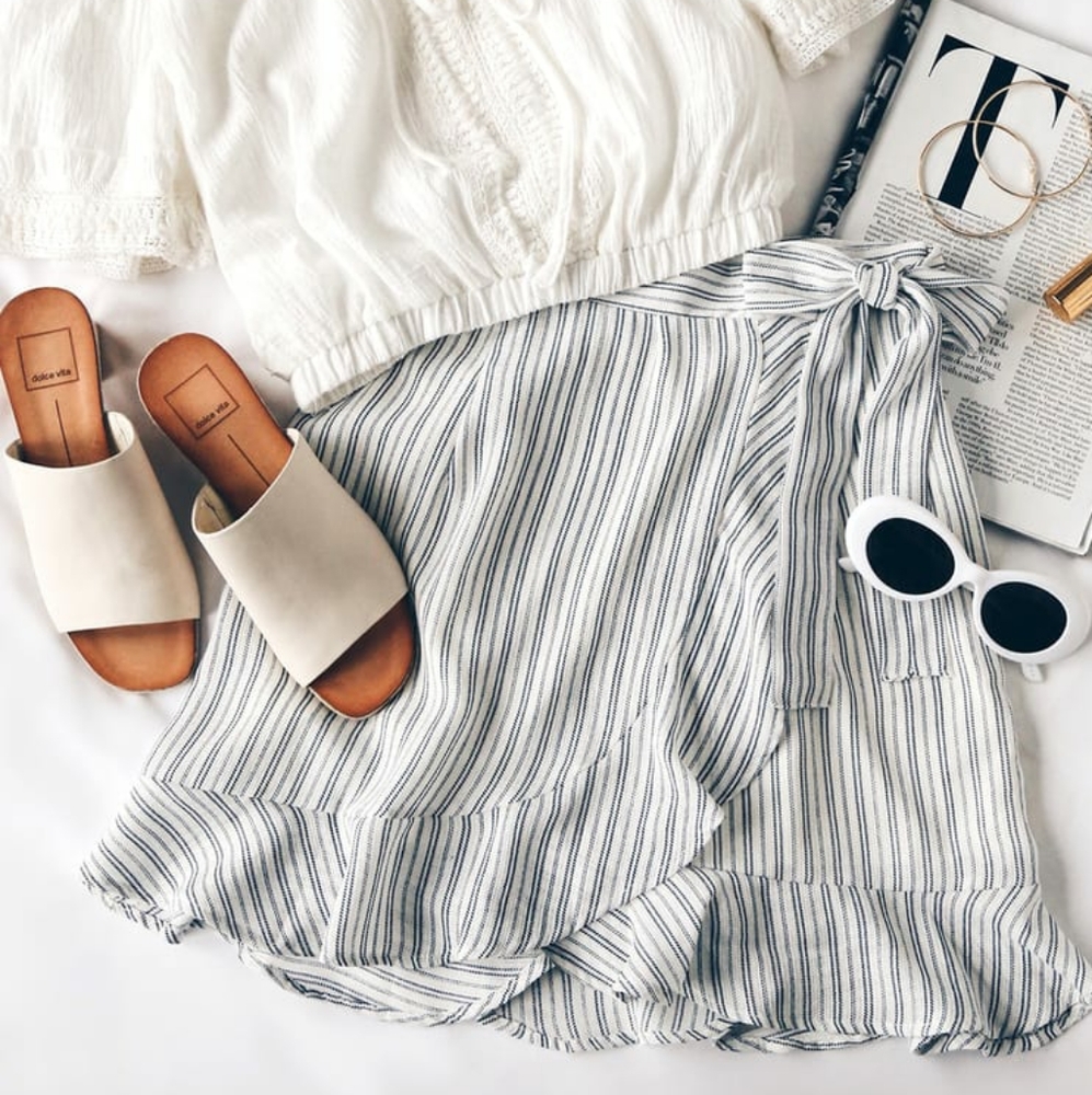 Walk on Air Blue and White Striped Wrap Mini Ski